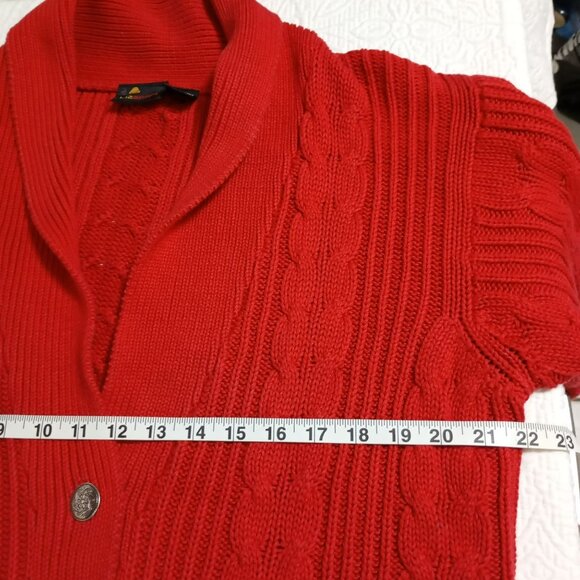 Liz Sport Womens Red Cable Knit Cardigan Sweater Size S - Picture 7 of 9